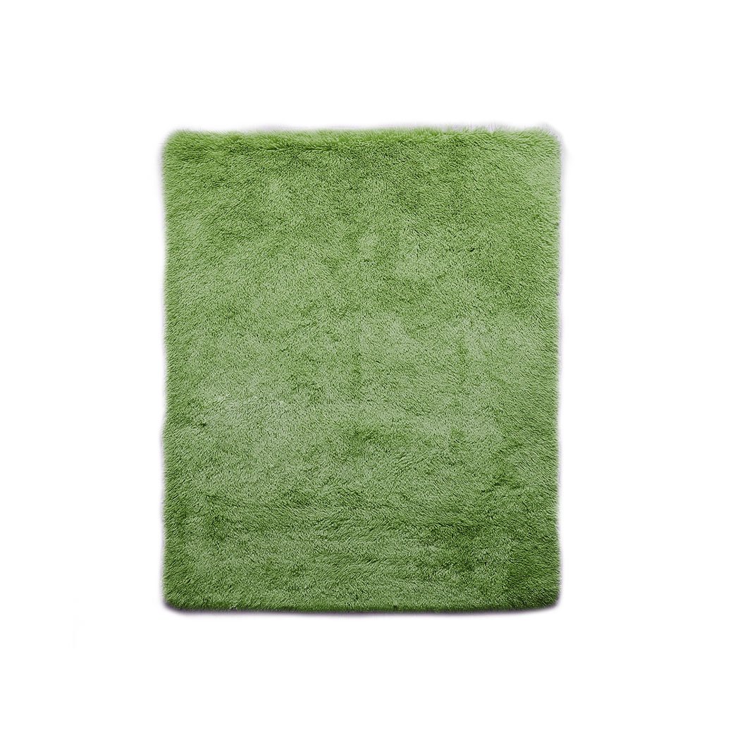 Designer Soft Shag Shaggy Floor Confetti Rug in vibrant green, showcasing its plush texture and non-slip silicone bottom.