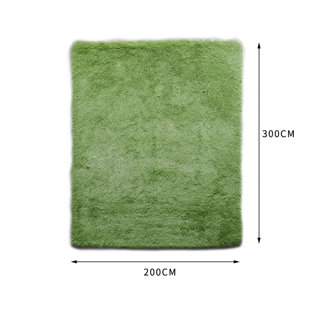 Designer Soft Shag Shaggy Floor Confetti Rug in vibrant green, showcasing its plush texture and non-slip silicone bottom.