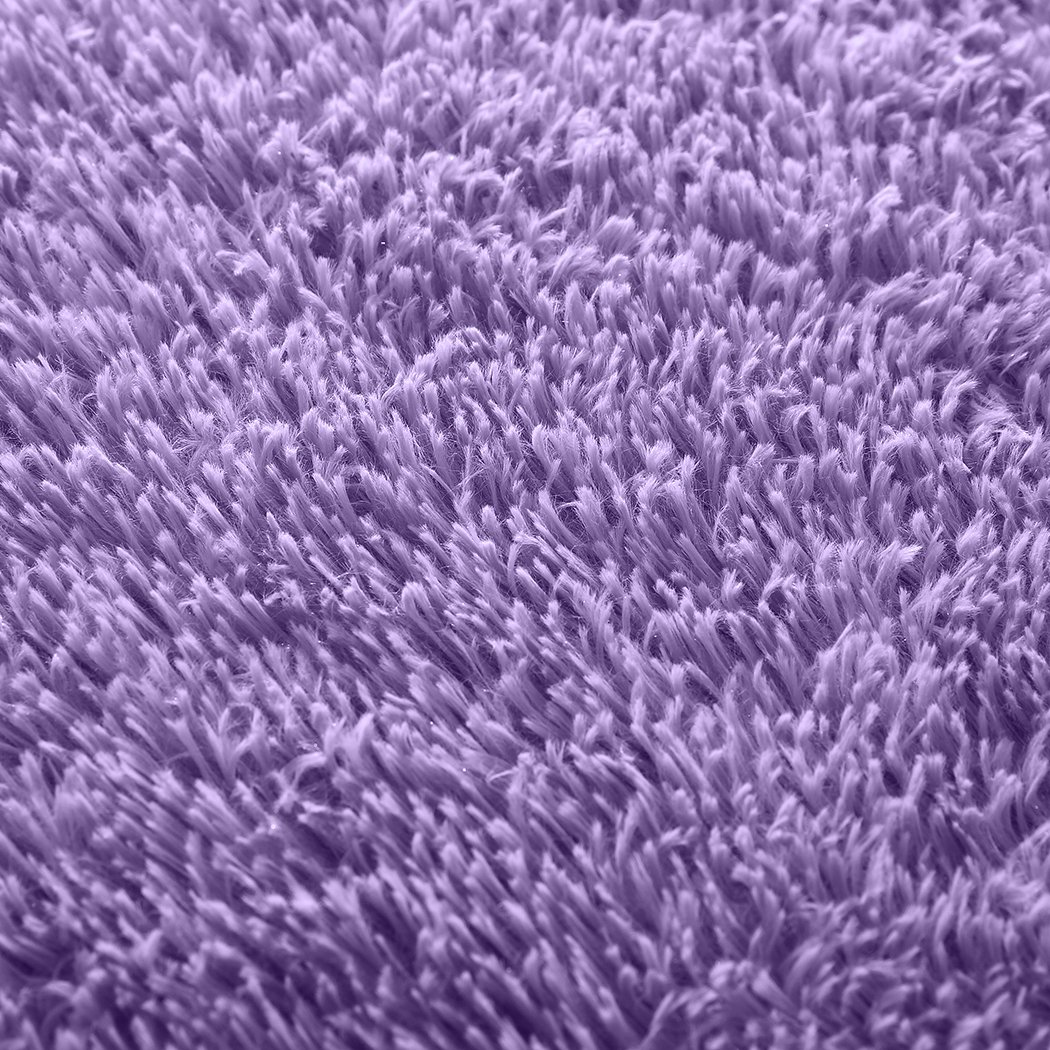 Designer Soft Shag Shaggy Floor Confetti Rug in purple, showcasing its plush texture and non-slip silicone bottom.