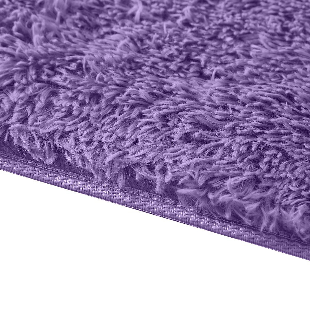 Designer Soft Shag Shaggy Floor Confetti Rug in purple, showcasing its plush texture and non-slip silicone bottom.