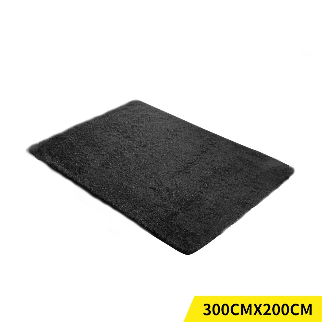 Designer Soft Shag Shaggy Floor Confetti Rug in black, showcasing its plush texture and elegant design, perfect for home decor.