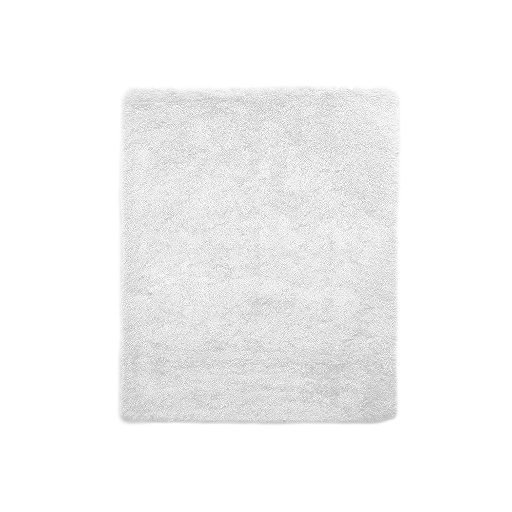 Designer Soft Shag Shaggy Floor Confetti Rug in white, showcasing its plush texture and non-slip silicone bottom, perfect for home decor.