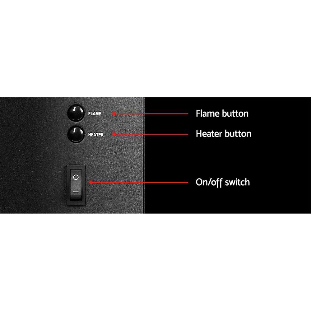 Devanti 2000W Wall Mounted Electric Fireplace featuring a curved black tempered glass front and realistic 3D flame effect.