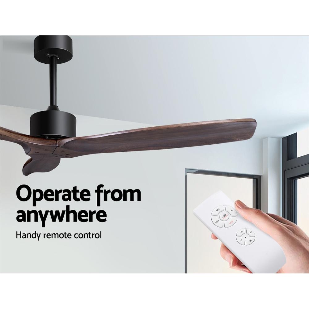 Devanti 52'' Ceiling Fan with Remote Control featuring three wooden blades, stylish design, and energy-efficient motor.