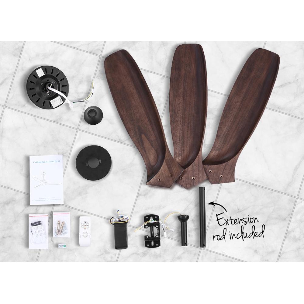 Devanti 52'' Ceiling Fan with Remote Control featuring three wooden blades, stylish design, and energy-efficient motor.