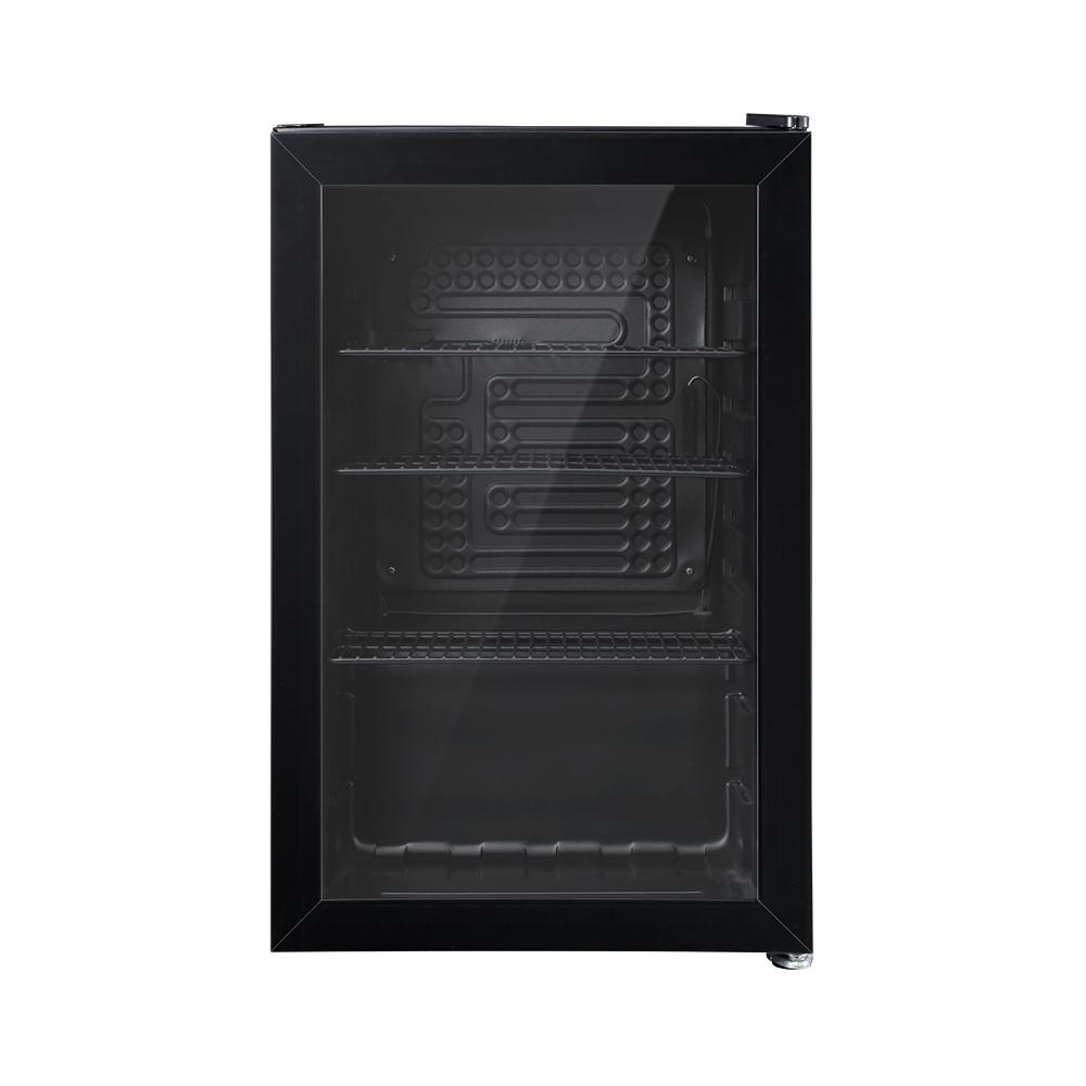Devanti 70L Bar Fridge with glass door and adjustable shelves, perfect for chilling beverages and food in compact spaces.
