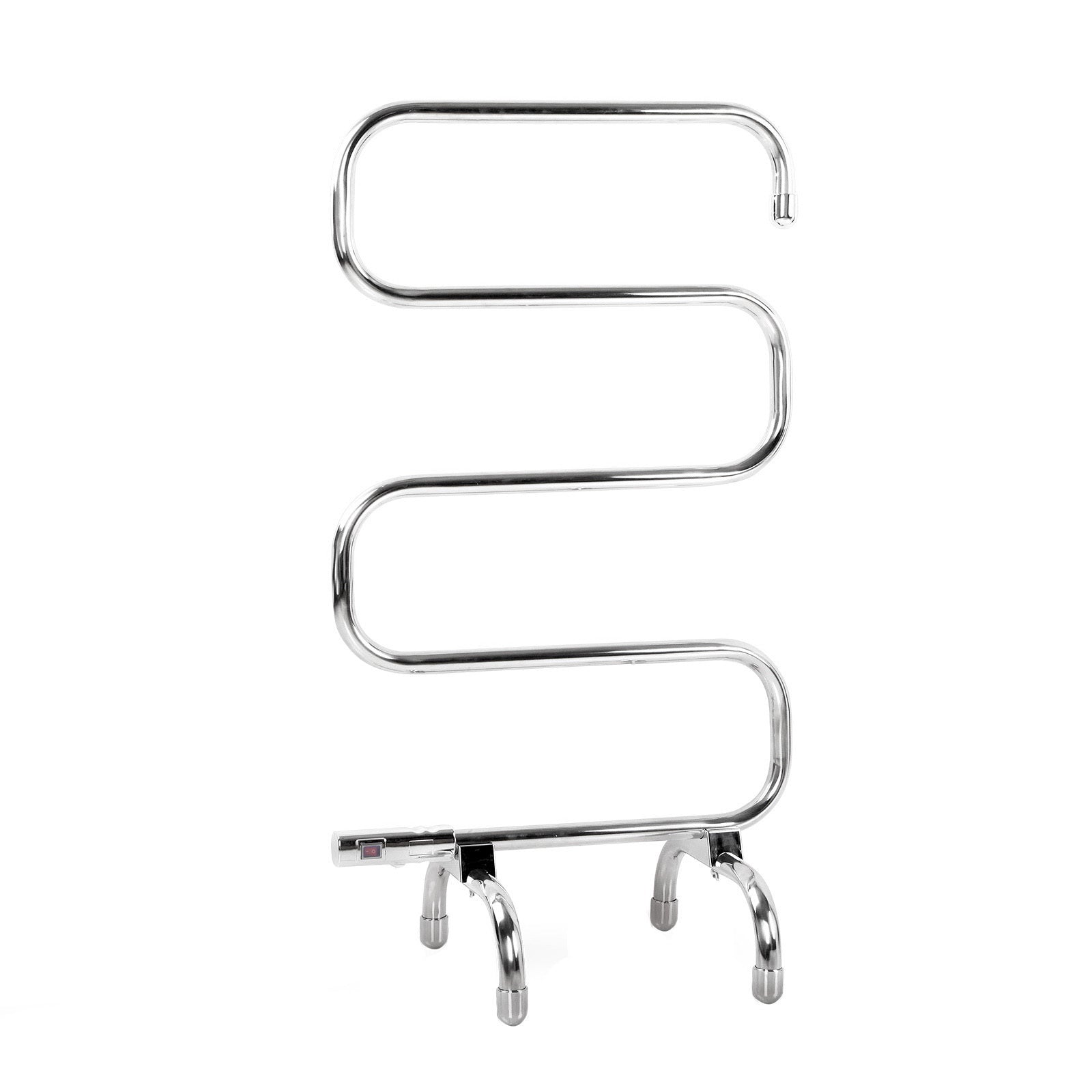 Devanti Electric Heated Towel Rail Rack with 5 bars, polished stainless steel finish, freestanding design for warm towels.