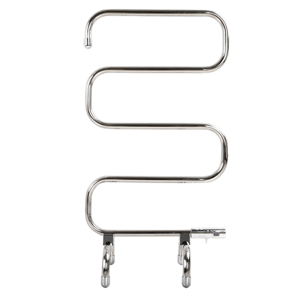 Devanti Electric Heated Towel Rail Rack with 5 bars, polished stainless steel finish, freestanding design for warm towels.