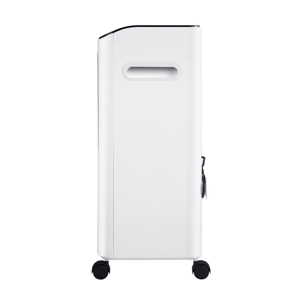 Devanti Evaporative Air Cooler Conditioner in black and white, showcasing its sleek design and portable features.