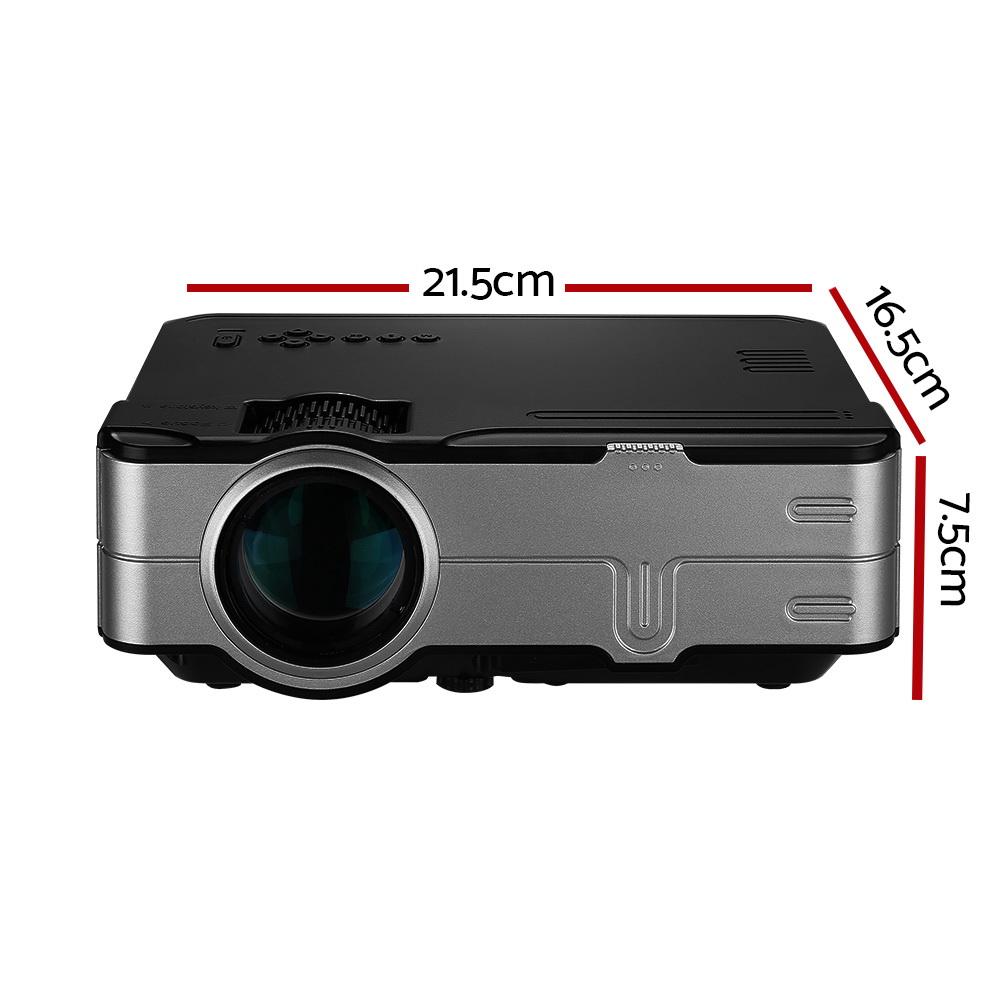 Devanti Mini Video Projector showcasing its sleek design and multiple connectivity ports, ideal for home entertainment.