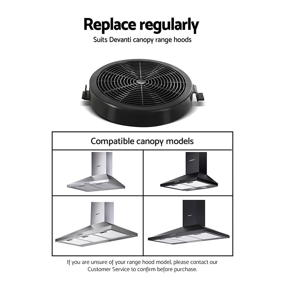Devanti Pyramid Range Hood Carbon Charcoal Filters in black, designed for ductless range hoods, showcasing quality activated charcoal for odour absorption.
