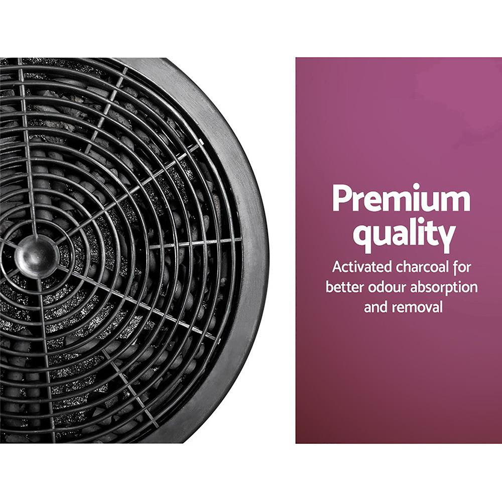 Devanti Pyramid Range Hood Carbon Charcoal Filters in black, designed for ductless range hoods, showcasing quality activated charcoal for odour absorption.