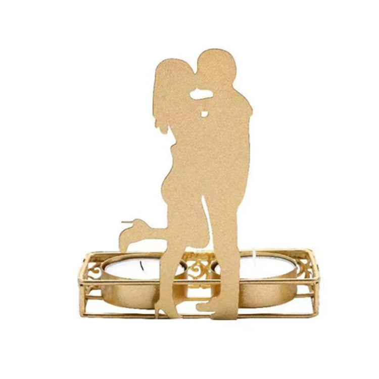 DH2206-03 Valentine Day Romantic Atmosphere Candle Holder made of durable iron with a gold sprayed finish, perfect for creating a romantic ambiance.