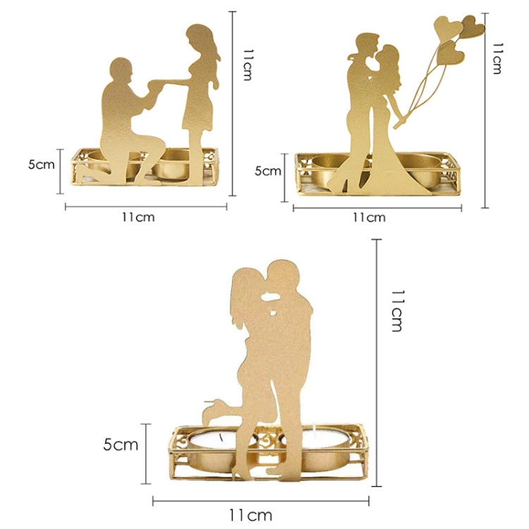 DH2206-03 Valentine Day Romantic Atmosphere Candle Holder made of durable iron with a gold sprayed finish, perfect for creating a romantic ambiance.