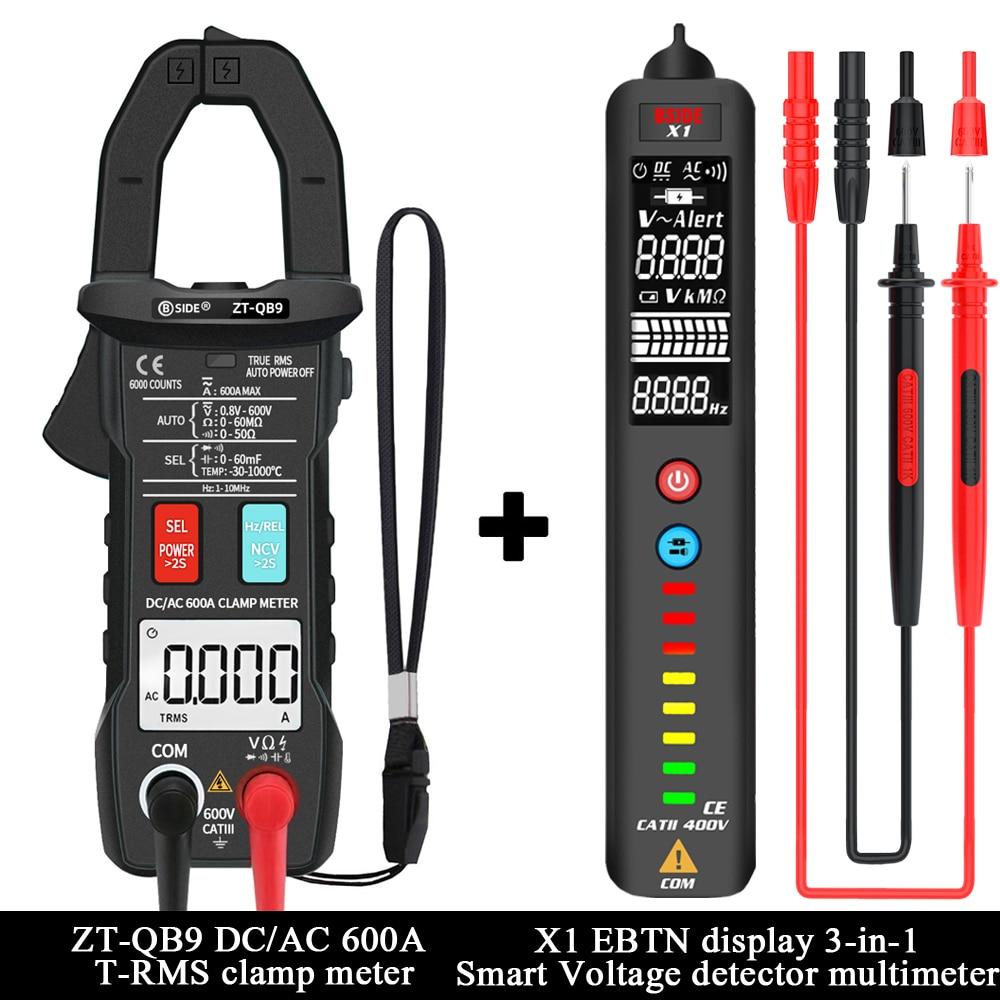 Digital Clamp Meter 600A with True RMS and smart plier design, featuring a digital display and various measurement functions.