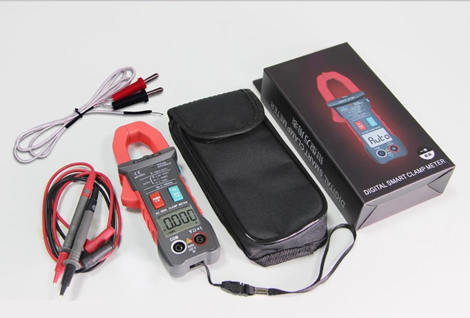 Digital Clamp Meter 600A with True RMS and smart plier design, featuring a digital display and various measurement functions.