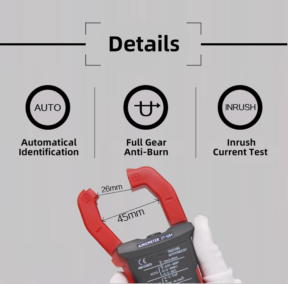 Digital Clamp Meter 600A with True RMS and smart plier design, featuring a digital display and various measurement functions.