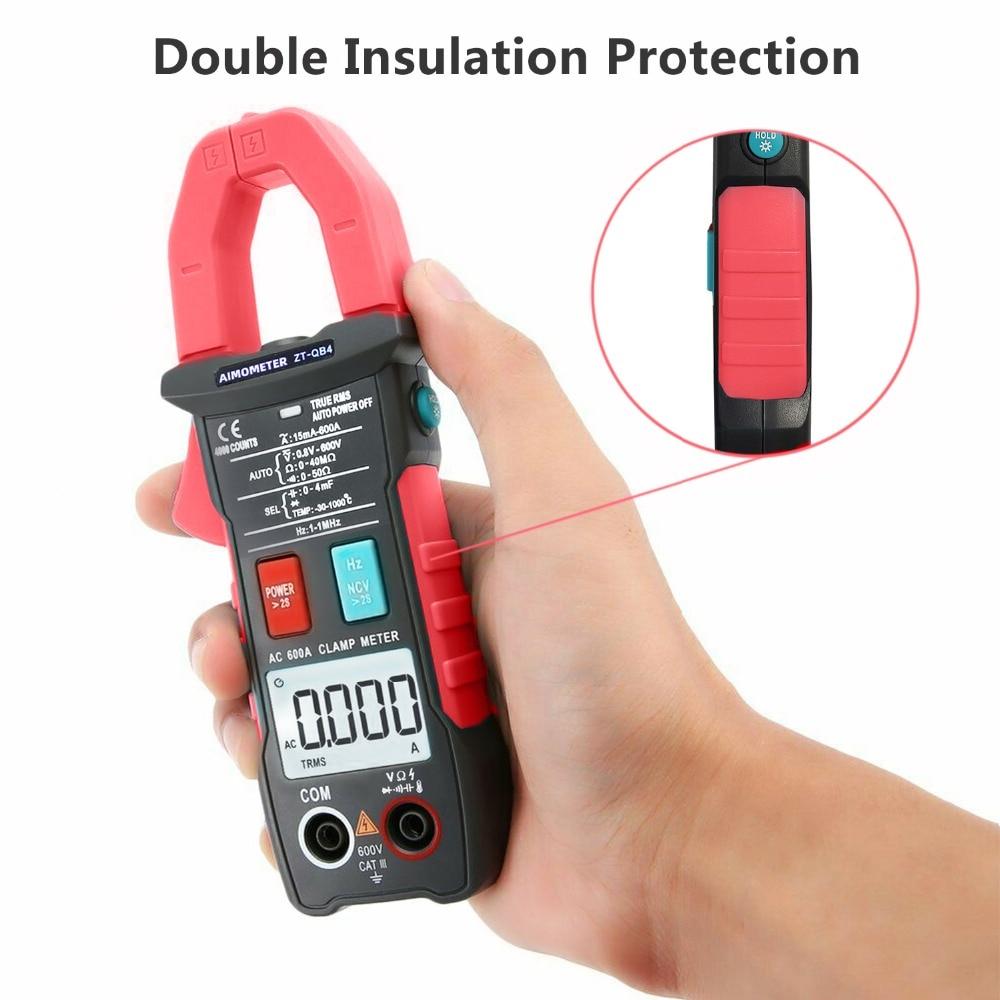 Digital Clamp Meter 600A with True RMS and smart plier design, featuring a digital display and various measurement functions.