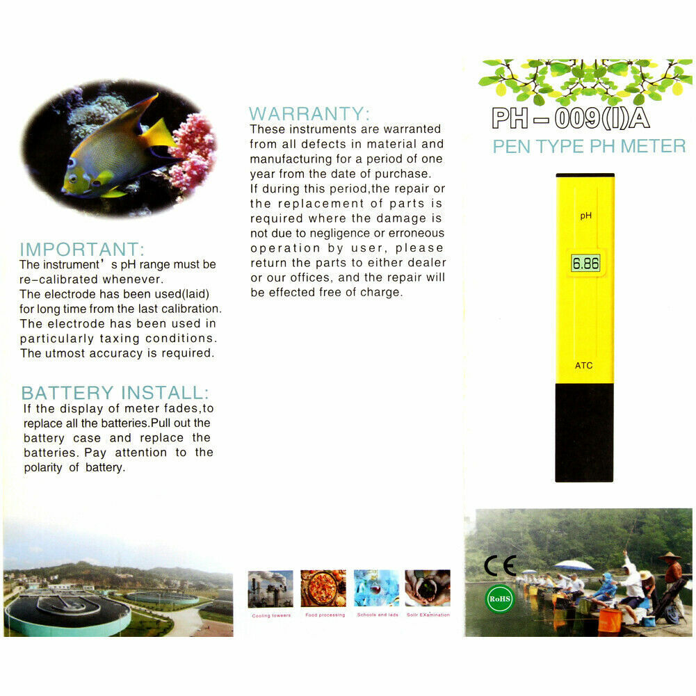 Digital Electric PH Meter LCD Tester designed for hydroponics and aquarium water testing, featuring a compact design and LCD display.