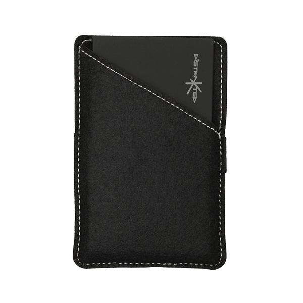 DistraKted Motion 5000mAh Dual USB Port Power Bank with protective sleeve, showcasing its sleek design and LED indicators.