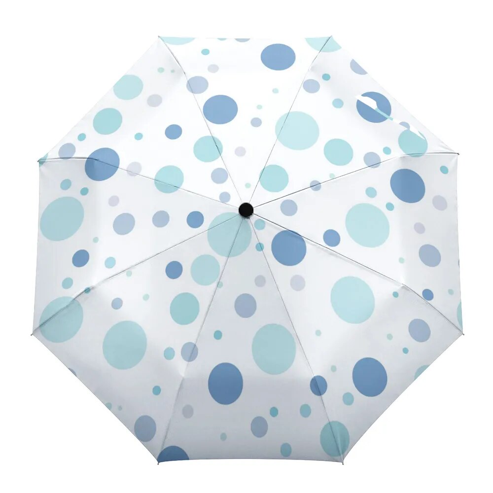Dot Red Beige Fully-automatic Rain Umbrella, showcasing a stylish design with eight sturdy ribs and a compact folding mechanism.