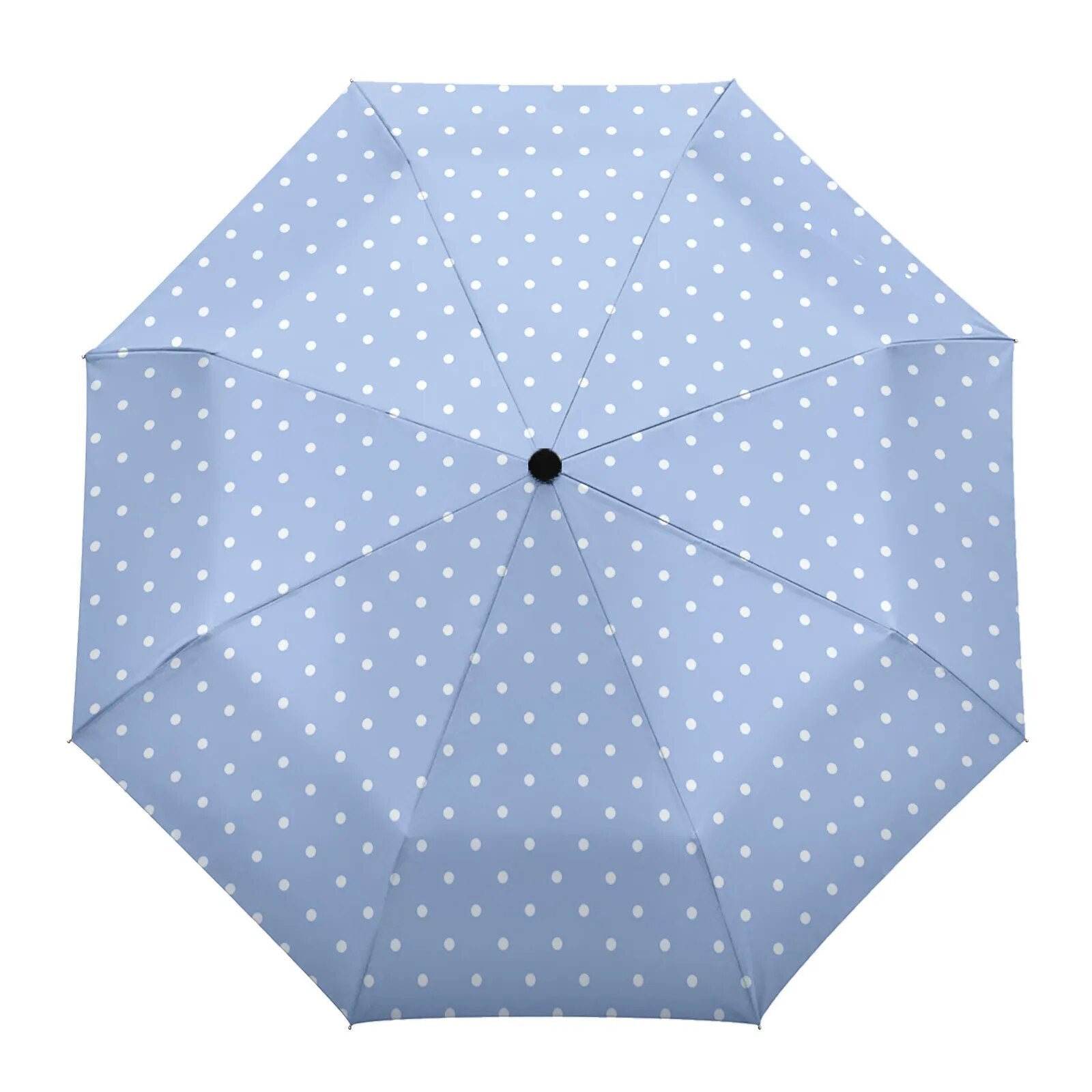 Dot Red Beige Fully-automatic Rain Umbrella, showcasing a stylish design with eight sturdy ribs and a compact folding mechanism.