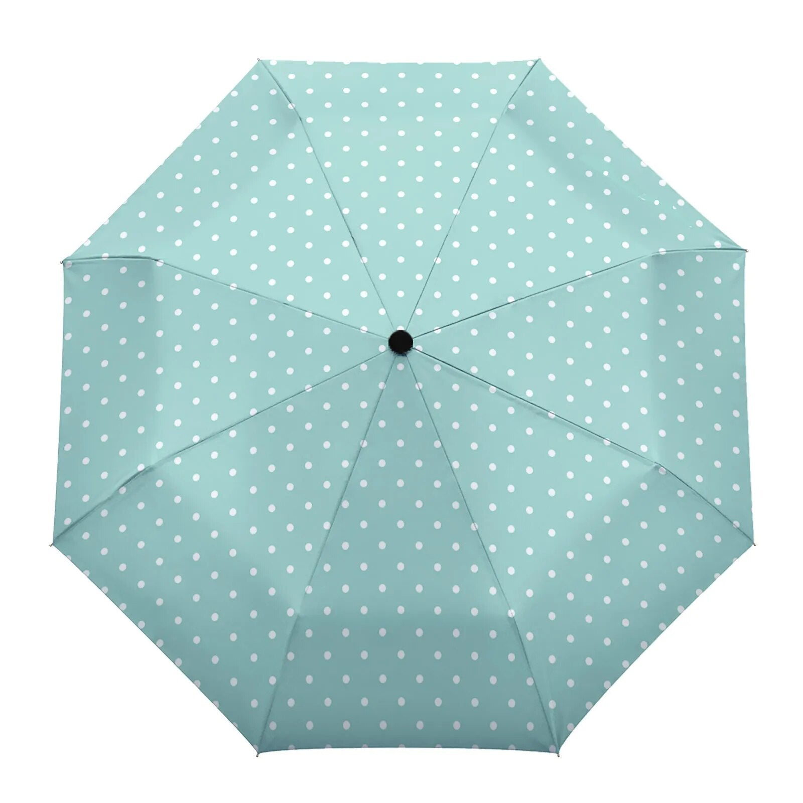 Dot Red Beige Fully-automatic Rain Umbrella, showcasing a stylish design with eight sturdy ribs and a compact folding mechanism.