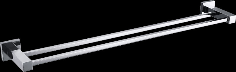 Double Classic Chrome Towel Bar Rail, elegantly designed for bathroom use, featuring a shiny chrome finish and sturdy construction.