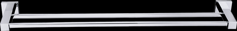 Double Classic Chrome Towel Bar Rail, elegantly designed for bathroom use, featuring a shiny chrome finish and sturdy construction.