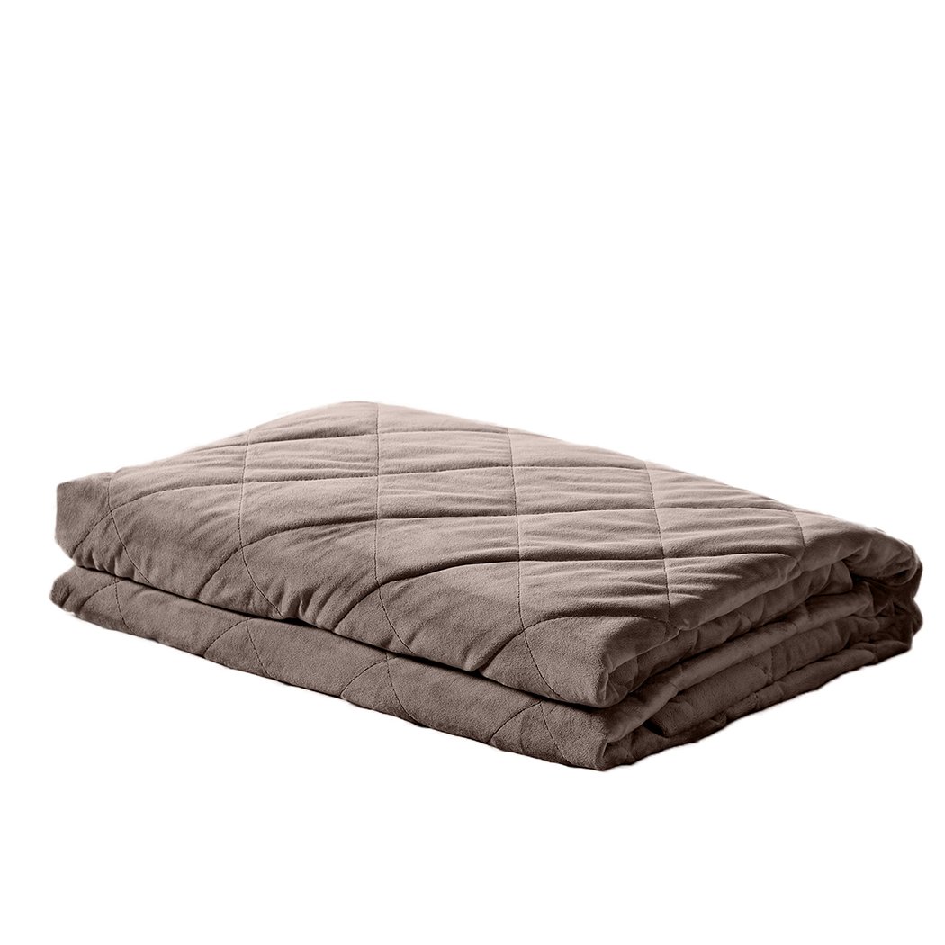 DreamZ 11KG Adults Size Anti Anxiety Weighted Blanket in mink color, showcasing its 5-layer design and removable zipped cover.