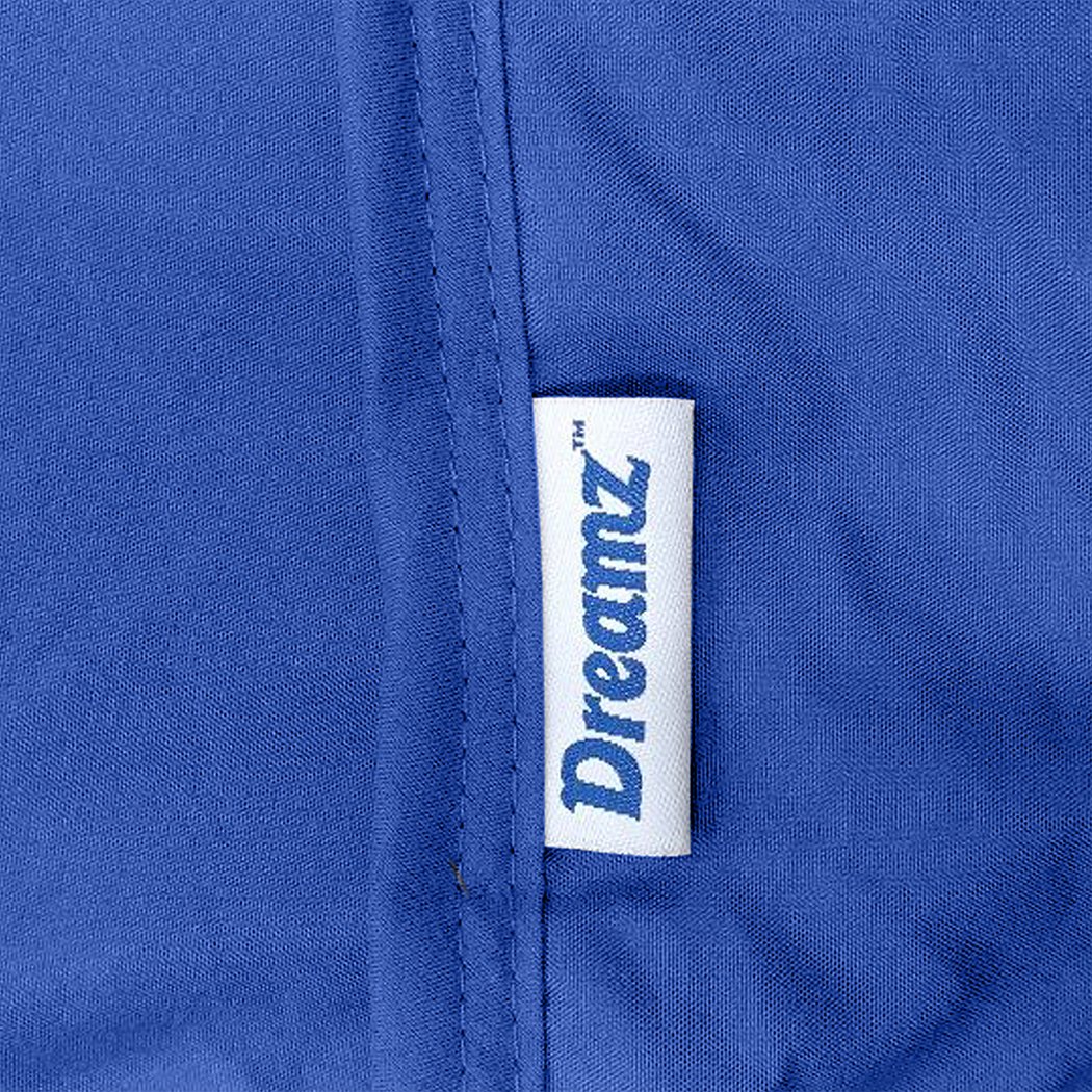 DreamZ 11KG Adults Size Anti Anxiety Weighted Blanket in blue, featuring a 5-layer design and removable zipped cover.