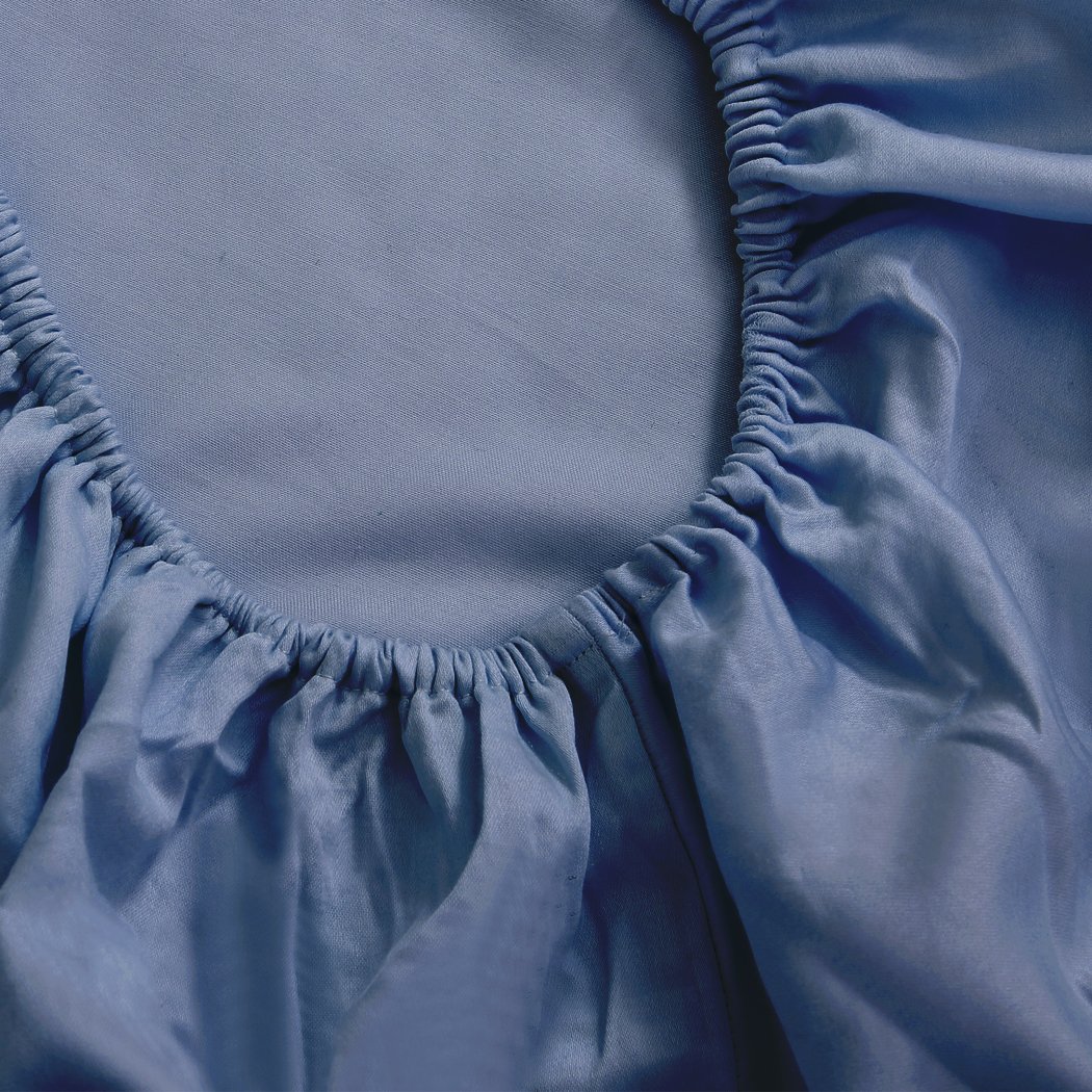 DreamZ 4 Pcs Natural Bamboo Cotton Bed Sheet Set in King size, featuring a bluish-grey color and luxurious soft sateen finish.