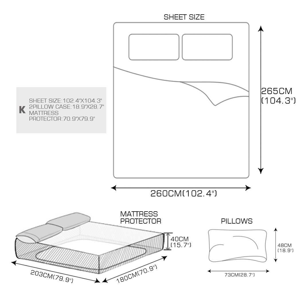 DreamZ 4 Pcs Natural Bamboo Cotton Bed Sheet Set in King Size Ivory, featuring a fitted sheet, flat sheet, and two pillowcases, showcasing a soft sateen finish.