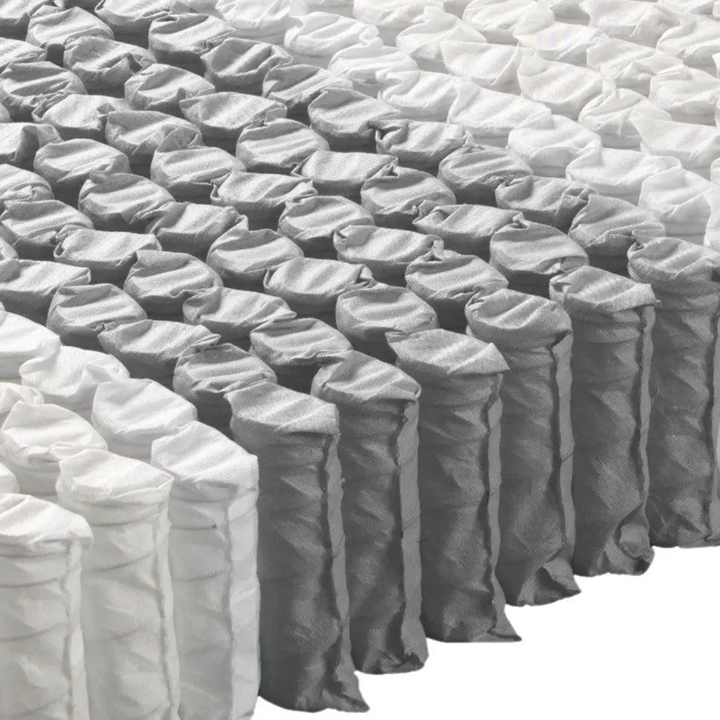 DreamZ 5 Zoned Pocket Spring Bed Mattress in Queen Size with a breathable bamboo fabric cover and gel-infused comfort layer.