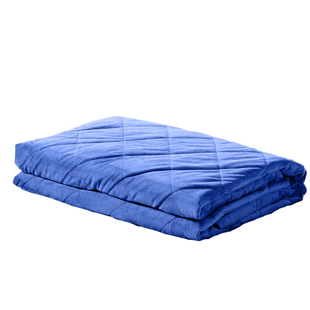 DreamZ 5KG Anti Anxiety Weighted Blanket in Royal Blue, featuring a soft cotton cover and glass bead filling for deep pressure stimulation.