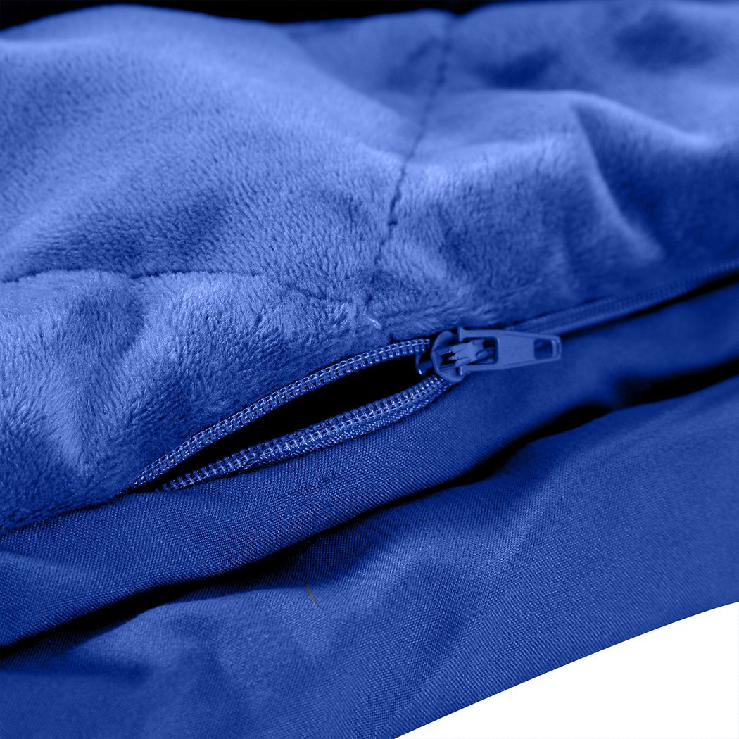 DreamZ 5KG Anti Anxiety Weighted Blanket in Royal Blue, featuring a soft cotton cover and glass bead filling for deep pressure stimulation.