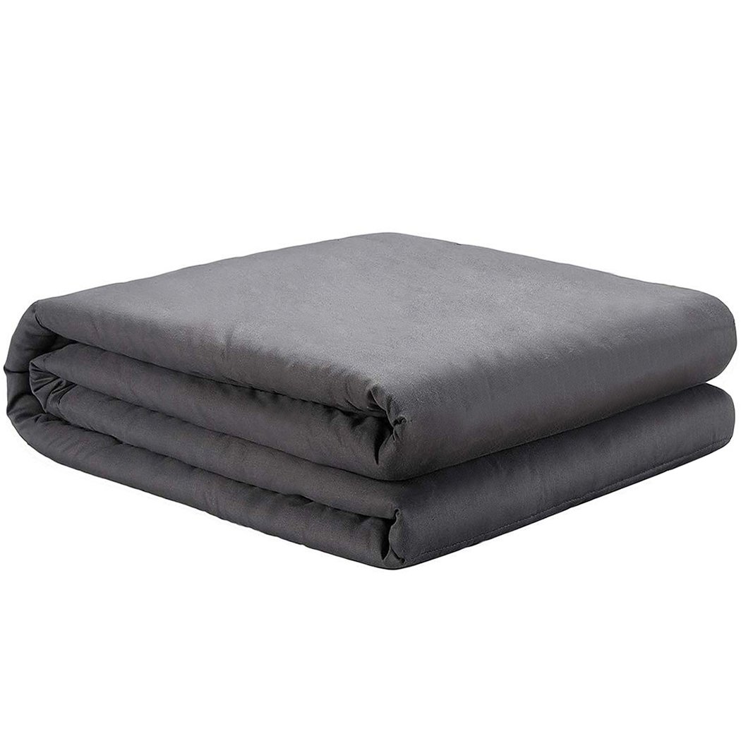 DreamZ 7KG Weighted Blanket in dark grey with bamboo cover, designed for deep sleep and anxiety relief.
