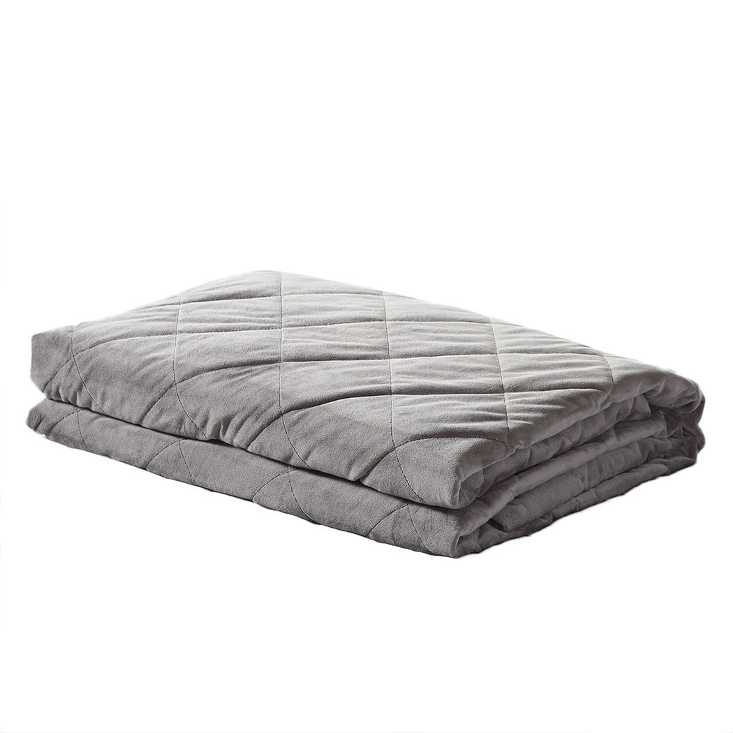 DreamZ 9KG Anti Anxiety Weighted Blanket in grey, showcasing its soft texture and removable duvet cover.