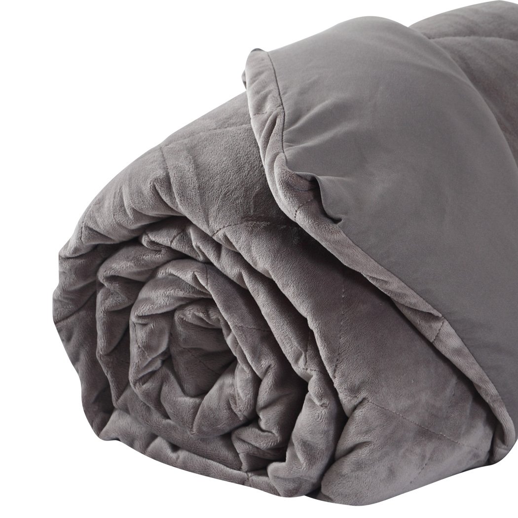 DreamZ 9KG Anti Anxiety Weighted Blanket in grey, showcasing its soft texture and removable duvet cover.