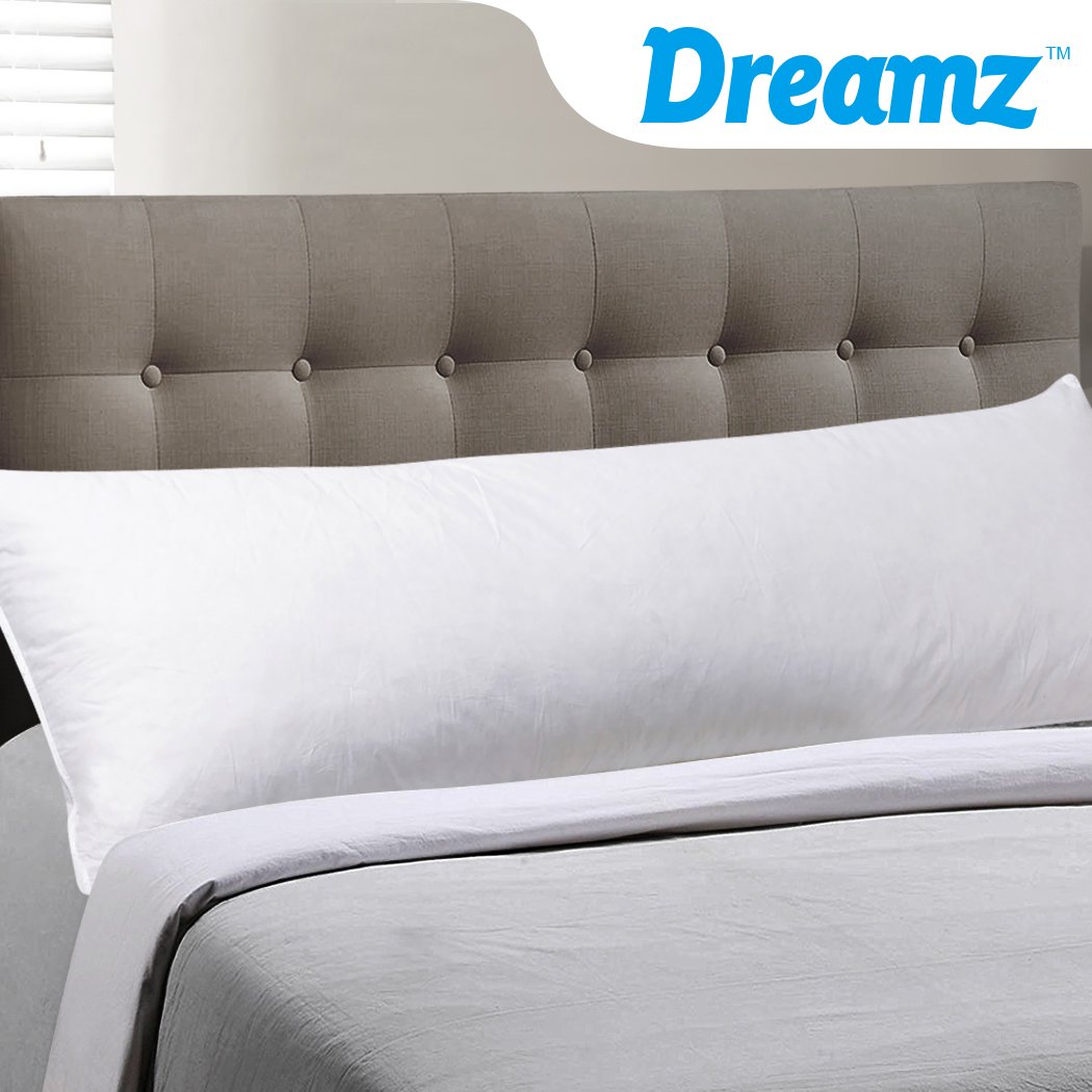 DreamZ Body Full Long Pillow in luxurious cotton, designed for maternity and pregnancy support, featuring a removable zip-off pillowcase.