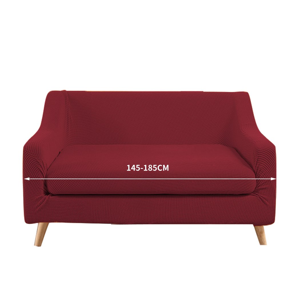 DreamZ Couch Sofa Seat Covers in wine color, designed for 2-seater sofas, showcasing a stretchable and comfortable fit with well-stitched edges.