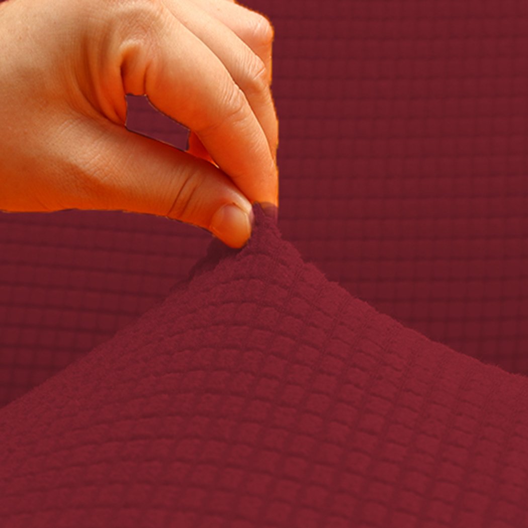 DreamZ Couch Sofa Seat Covers in wine color, designed for 2-seater sofas, showcasing a stretchable and comfortable fit with well-stitched edges.