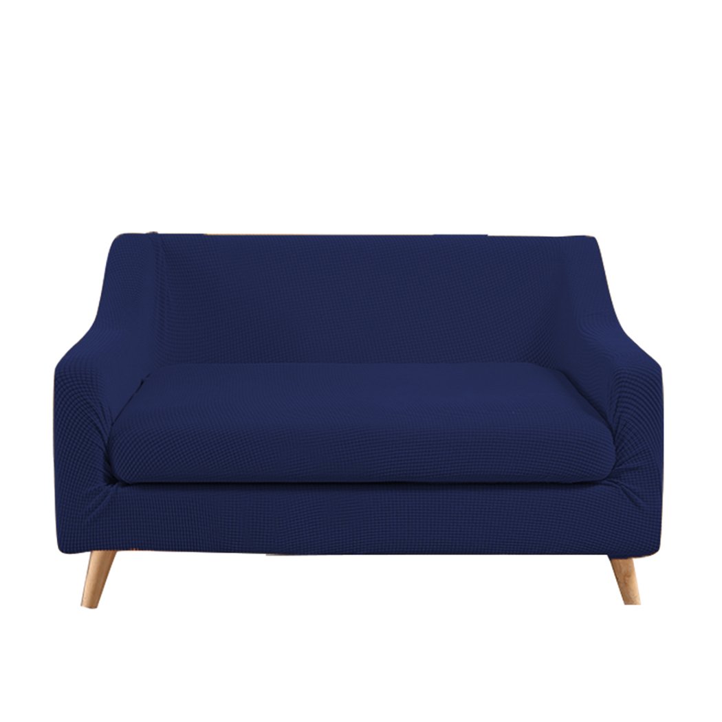 DreamZ Couch Sofa Seat Covers in navy color, designed for 2-seater sofas, showcasing high stretch material and well-stitched edges.