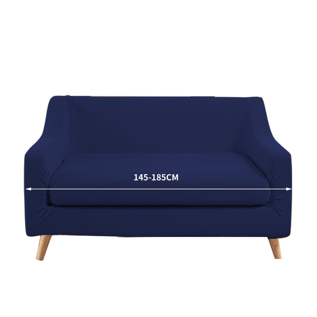 DreamZ Couch Sofa Seat Covers in navy color, designed for 2-seater sofas, showcasing high stretch material and well-stitched edges.