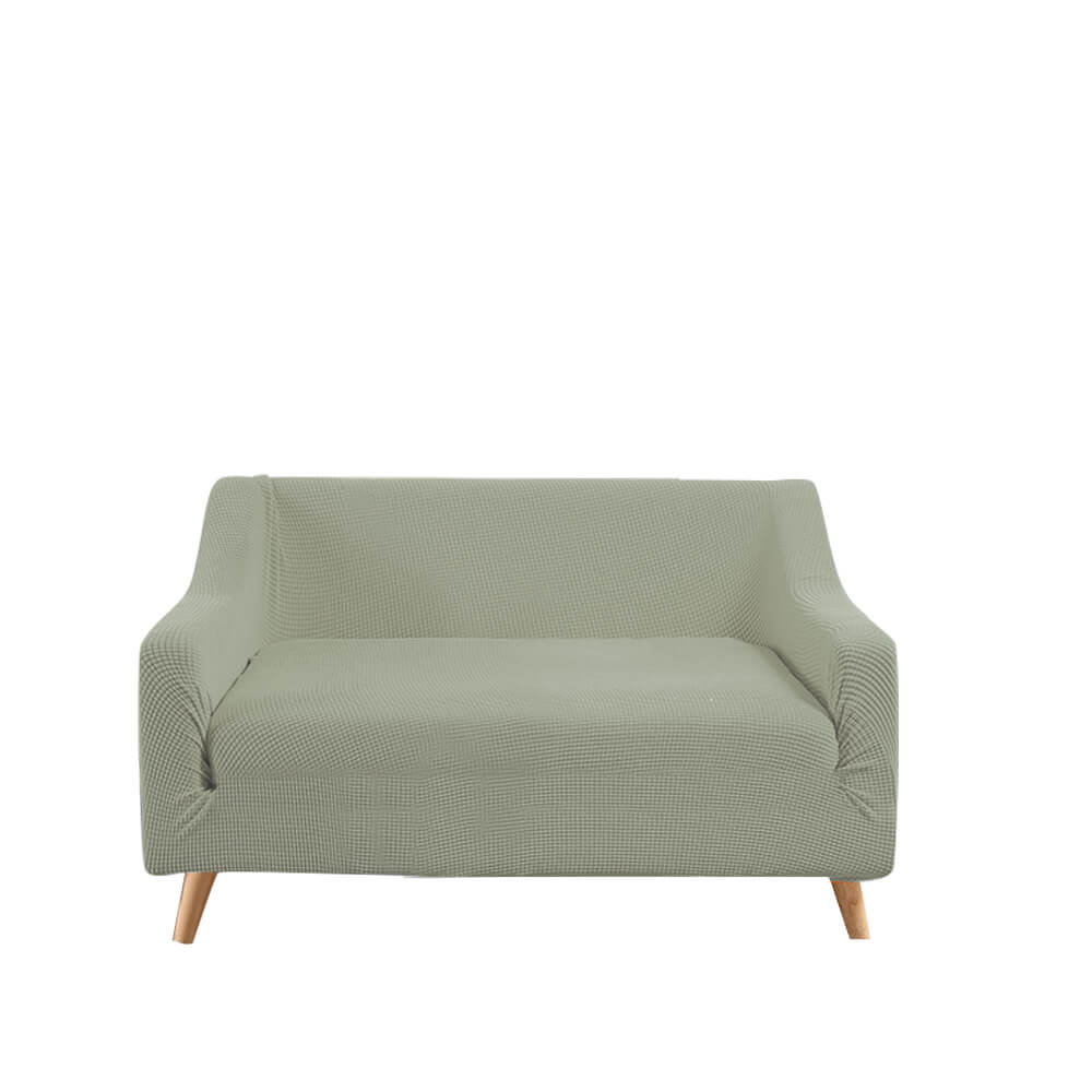 DreamZ Couch Stretch Sofa Lounge Cover Protector Slipcover for 2 Seater in khaki color, showcasing its soft texture and well-stitched edges.