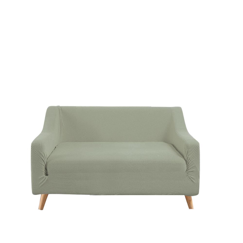 DreamZ Couch Stretch Sofa Lounge Cover Protector Slipcover for 2 Seater in khaki color, showcasing its soft texture and well-stitched edges.