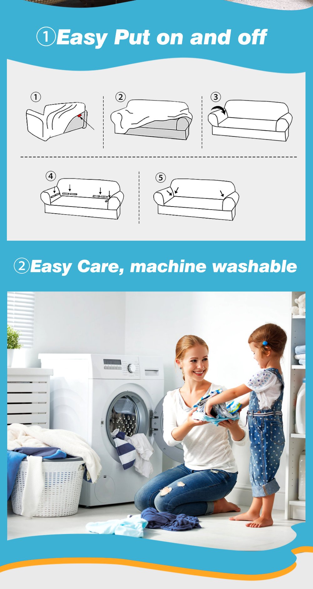 DreamZ Couch Stretch Sofa Lounge Cover Protector Slipcover for 2 Seater in khaki color, showcasing its soft texture and well-stitched edges.