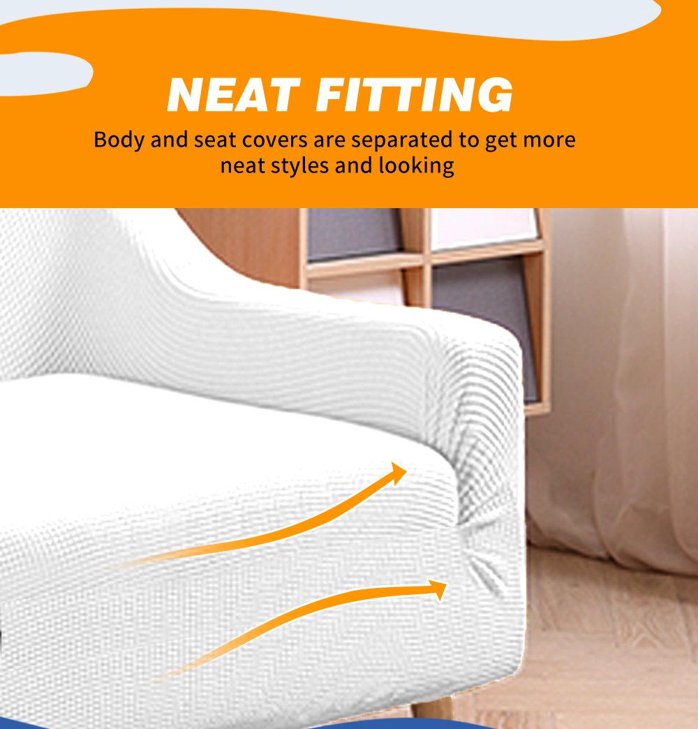 DreamZ Couch Stretch Sofa Lounge Cover Protector Slipcover for 2-seater in off-white, showcasing its high stretch material and well-stitched edges.