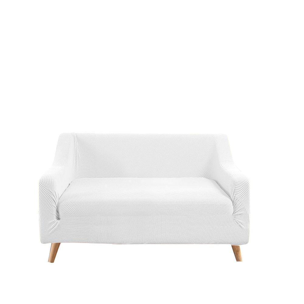DreamZ Couch Stretch Sofa Lounge Cover Protector Slipcover for 2-seater in off-white, showcasing its high stretch material and well-stitched edges.