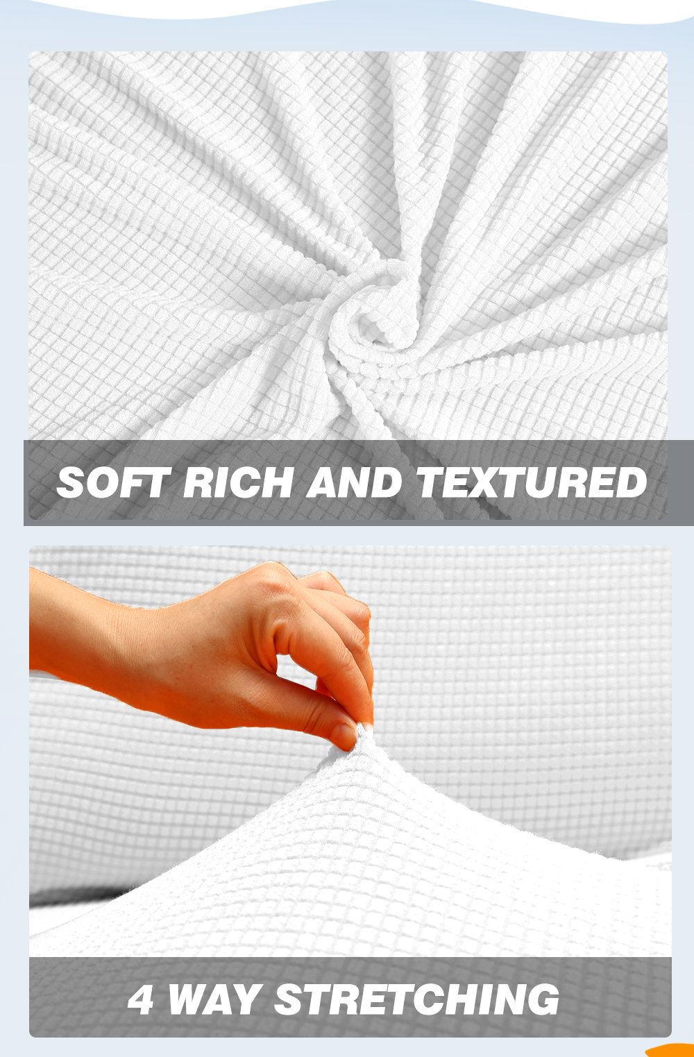 DreamZ Couch Stretch Sofa Lounge Cover Protector Slipcover for 2-seater in off-white, showcasing its high stretch material and well-stitched edges.